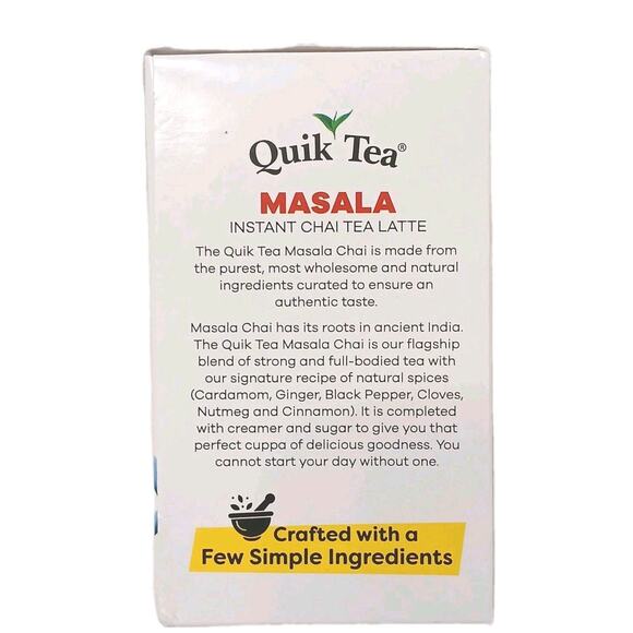 4 Boxes Instant Chai Tea Latte Indian Masala Instant Natural Spices QuikTea - Picture 3 of 7